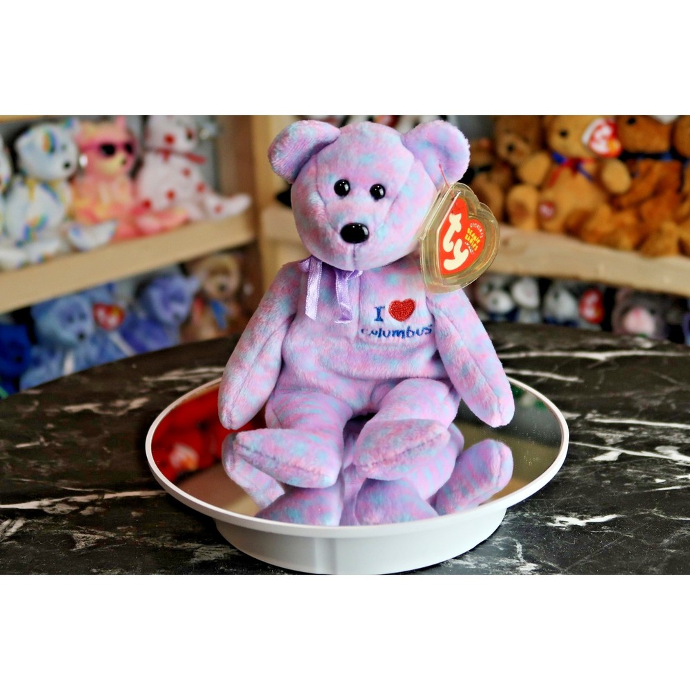 TY Beanie Baby - Columbus the Bear (I Love Columbus) | Tush Tag Wear | Vintage